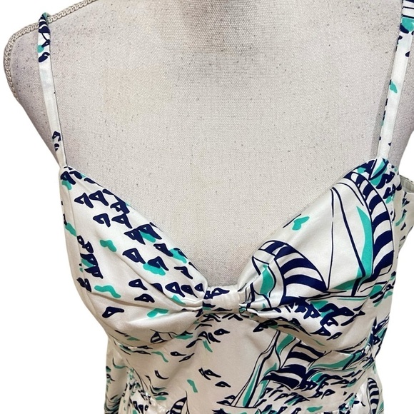 Vineyard Vines sailboat print sundress lined cotton commodore color size 16 - Picture 4 of 10